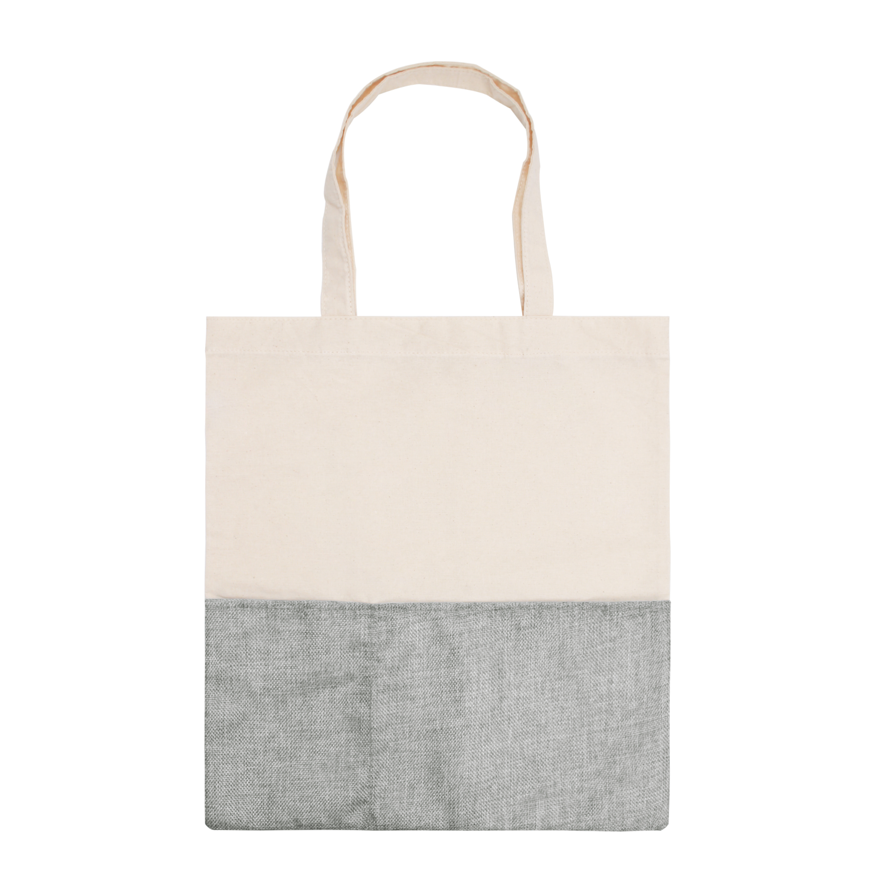 Two-Tone Cotton/ Burlap Tote with Pocket, custom tote bag with logo imprint 24