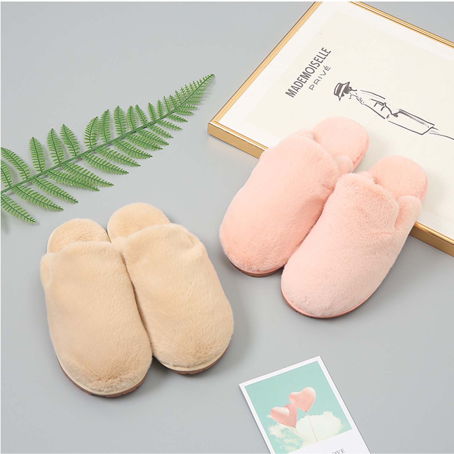 Winter Pure Color Fuzzy Slippers 4