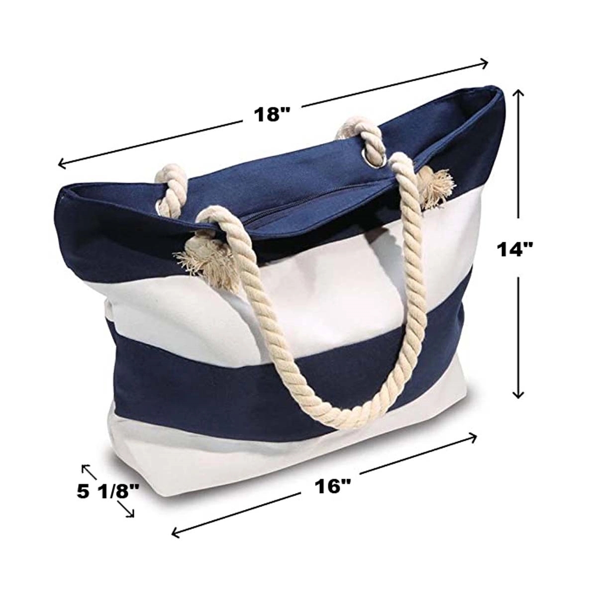 Canvas Tote Beach Bag With Zipper, custom tote bag with logo imprint 2