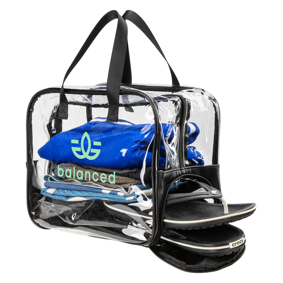 Gem Clear PVC Zippered Bag with Easy-Access Shoe Compartment 9
