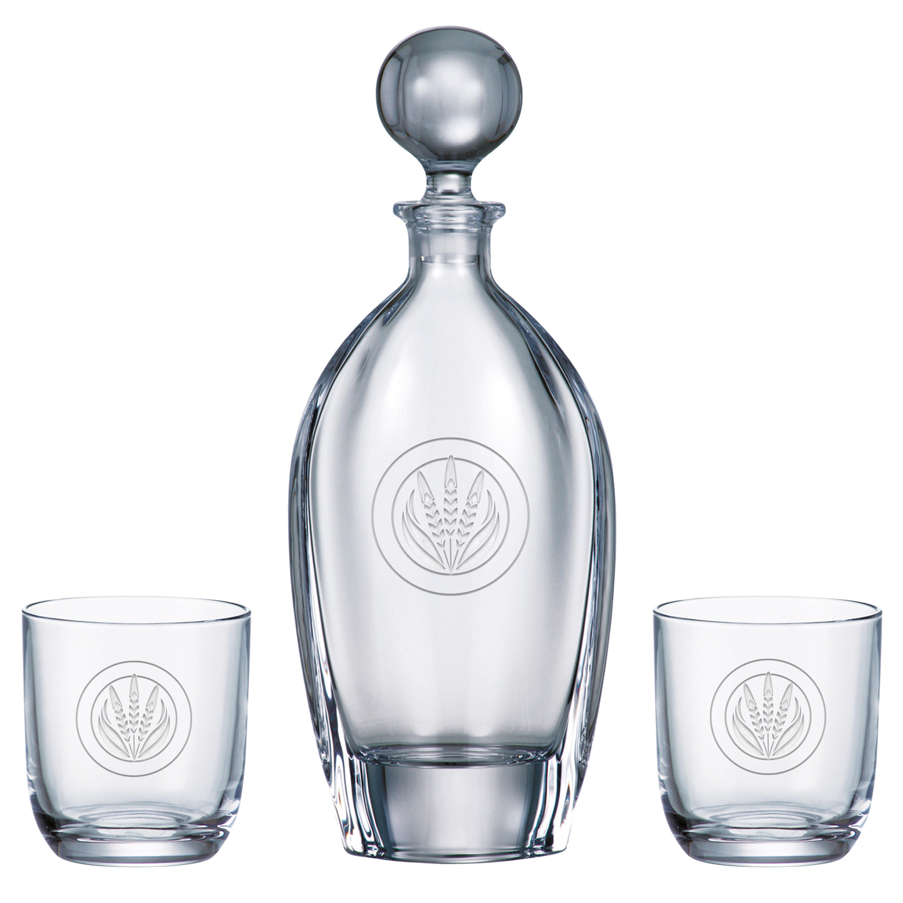 Orbit Tall Decanter (24 oz.) with Two Matching (10.5 oz.) Orbit Rocks Glasses (3 Piece Set)