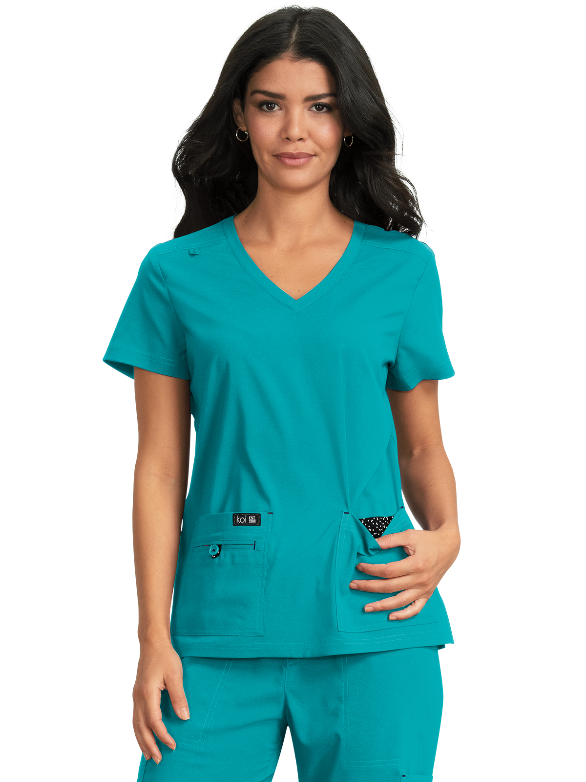 koi - Basics - Women's Four-Pocket Stretch V-Neck Becca Top 64