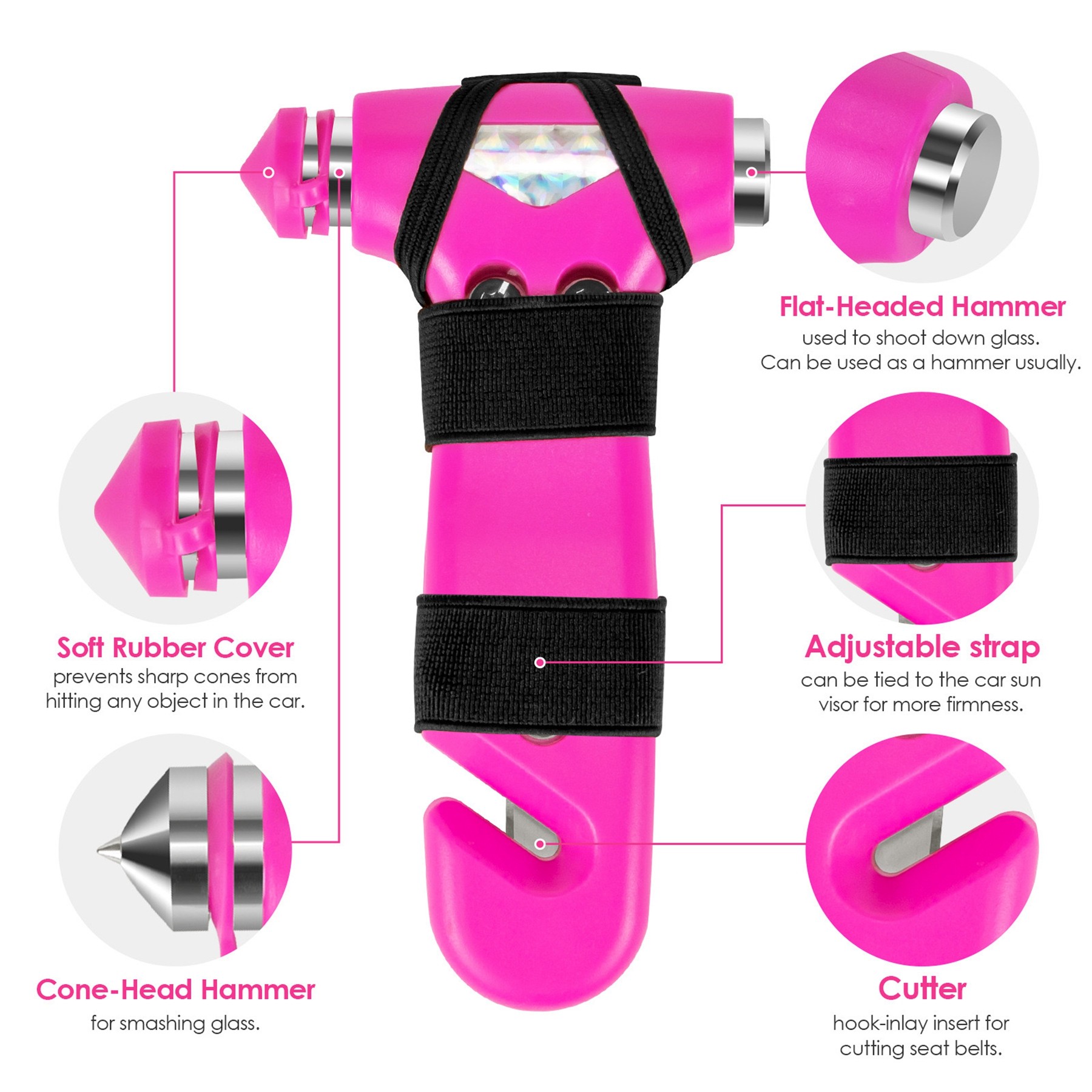 Car Safety Hammer Seatbelt Cutter 3