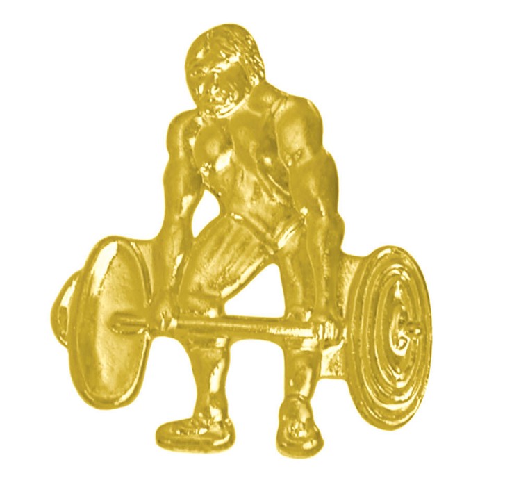 Weightlifting Bright Gold Chenille Lapel Pin