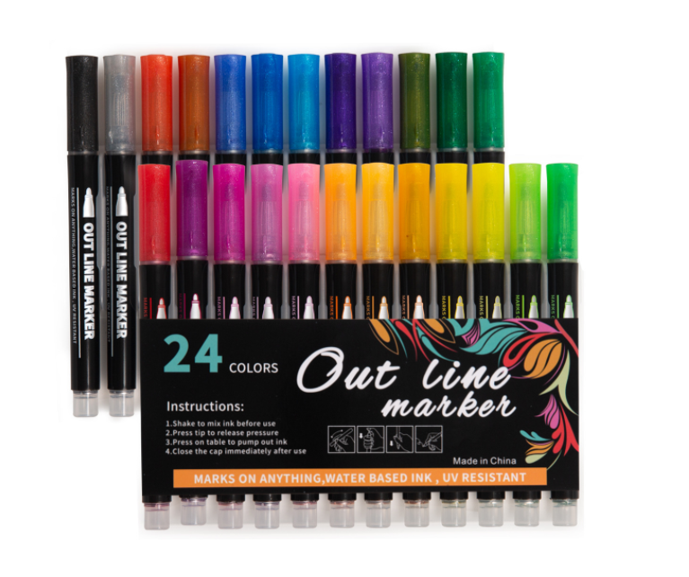24 colour Stationery Island Chalk Pens Fine Bullet Nibs 3
