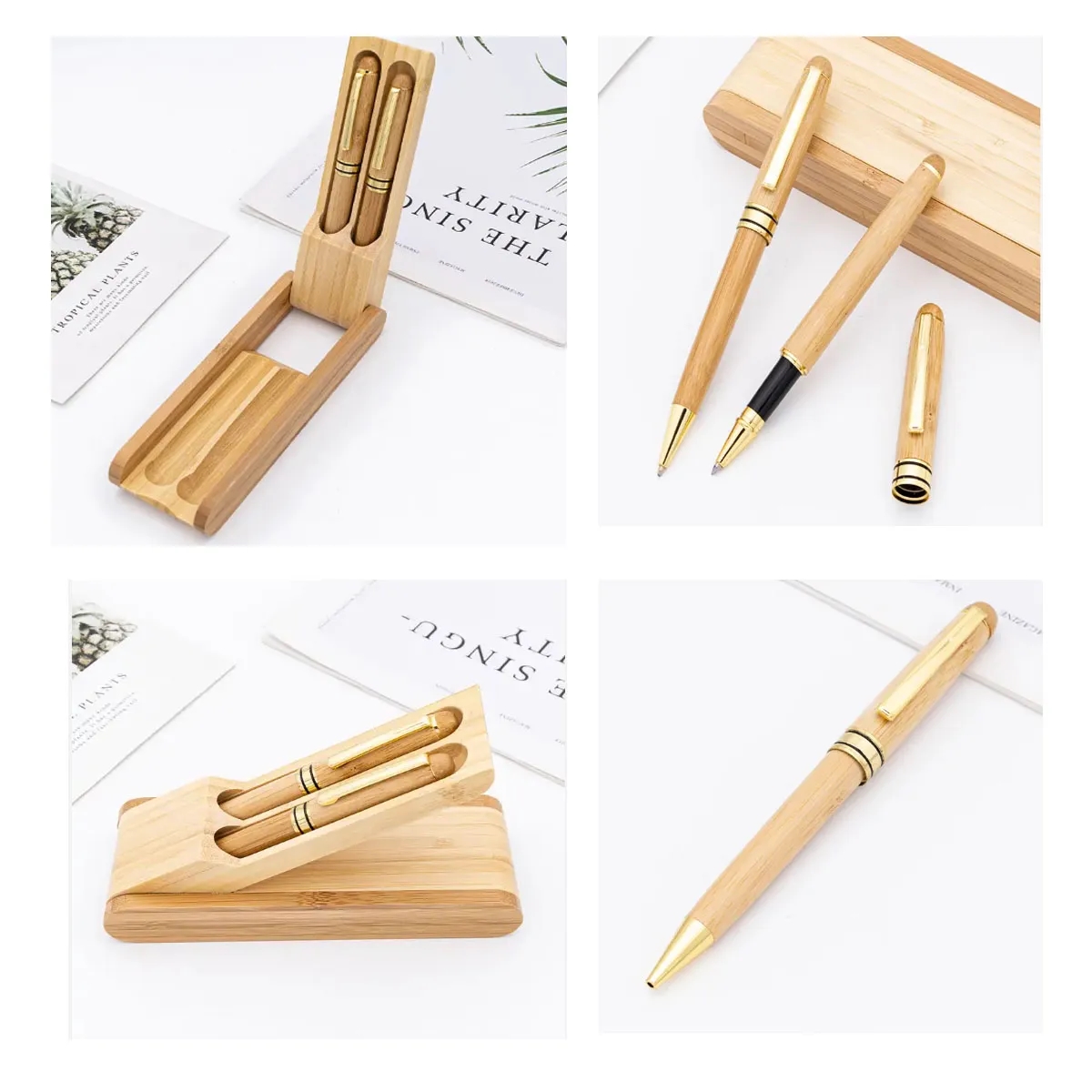 Creative Bamboo Gel Ink Pen Set 4