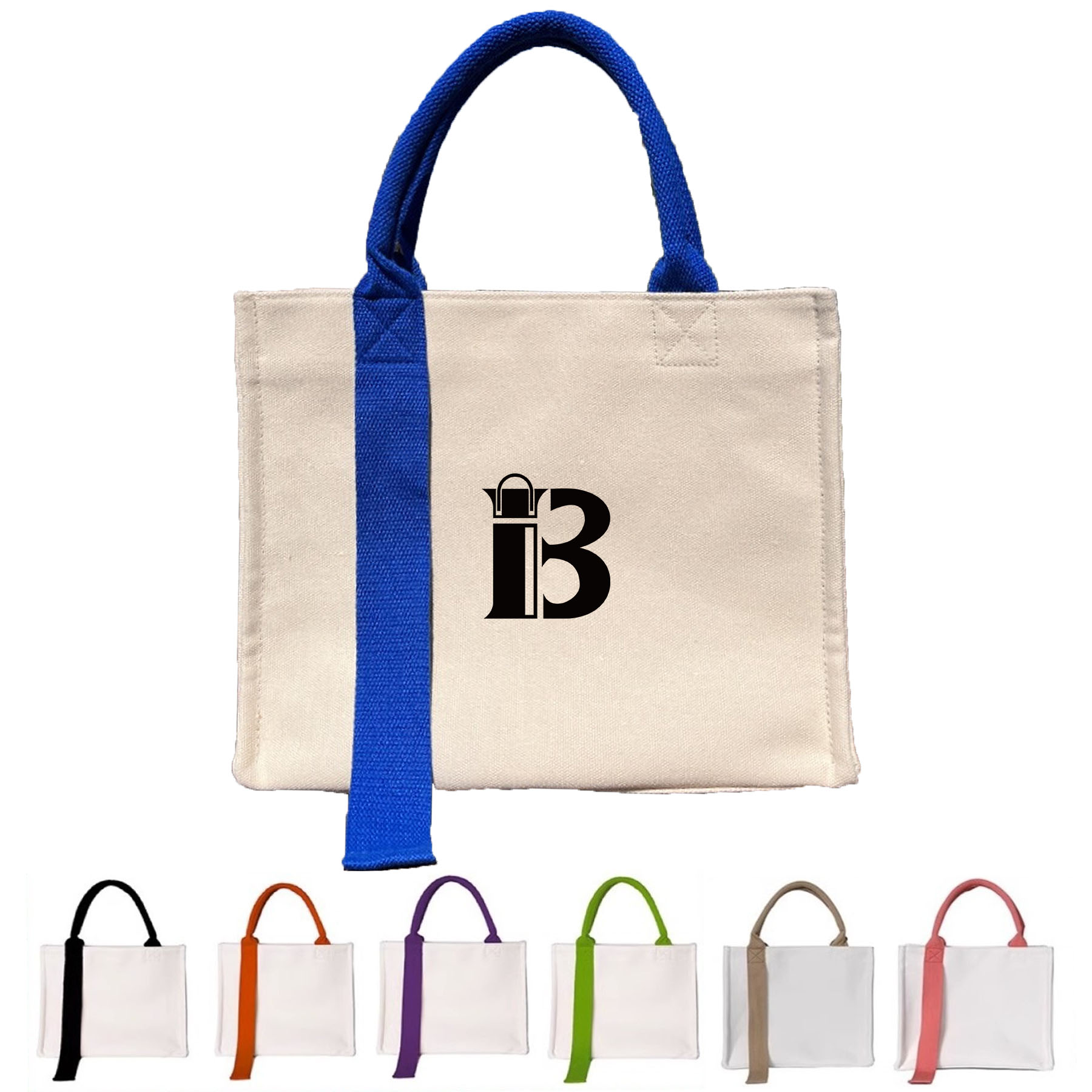 Canvas Reusable Crossbody Shopping Tote Bag with Ribbon, custom tote bag with logo imprint 4