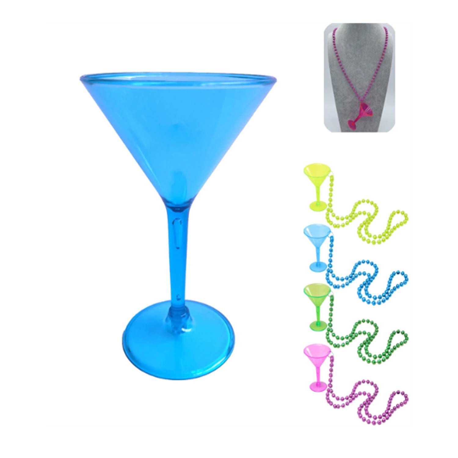 Fashion Plastic Goblet Shot Glass With Bead Necklace 5