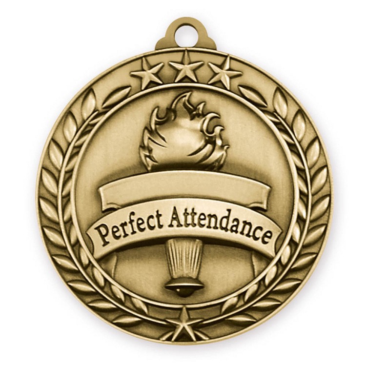 Perfect Attendance Wreath Award Medallion (2-3/4")