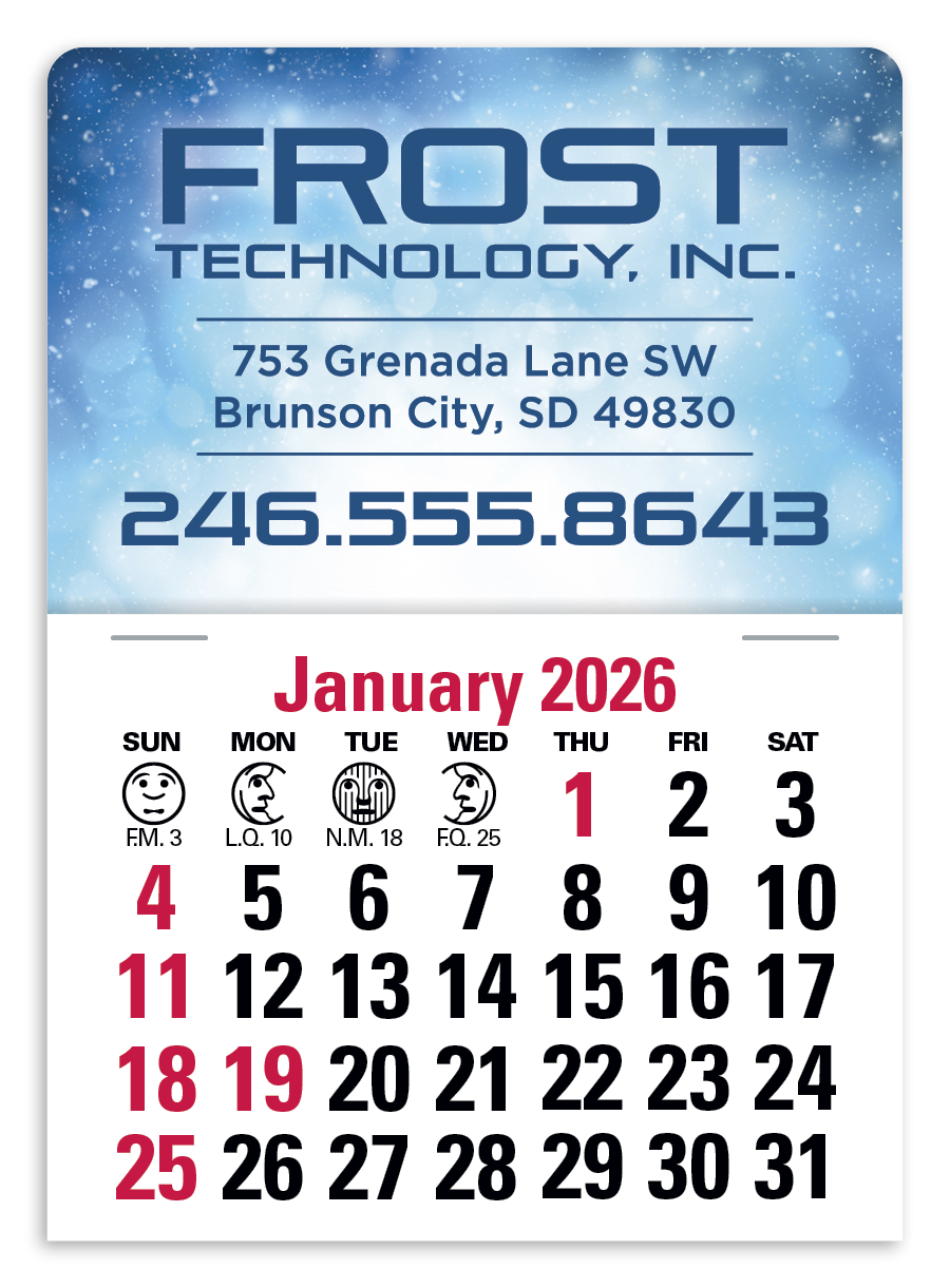 4C Press-N-Stick Header Standard Calendar 14-Month