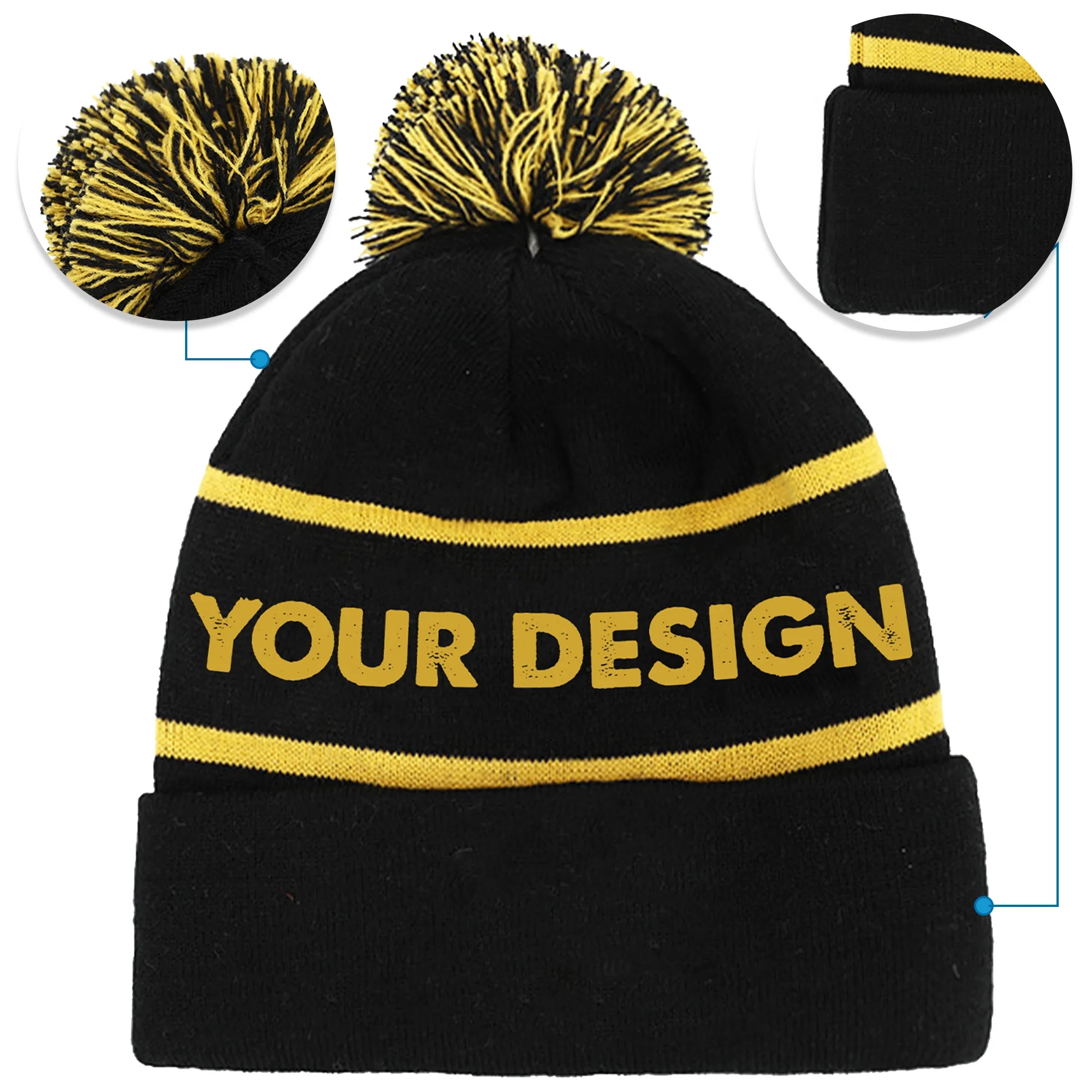 Acrylic Knit Cuffed Beanie Cap MOQ100