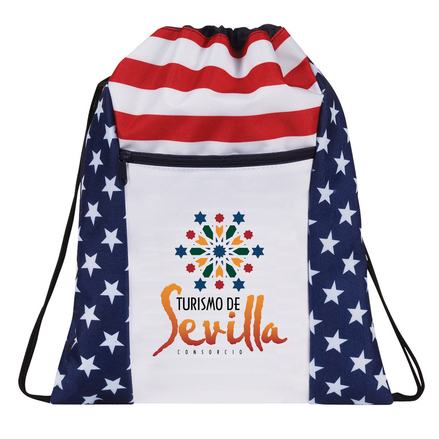 Patriotic Drawstring Backpack with zippered Front Packet(Bag, Backpack) 4