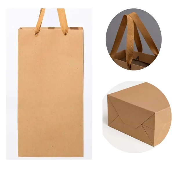 Reusable Kraft Paper Wine Gift Bags With Handles 3