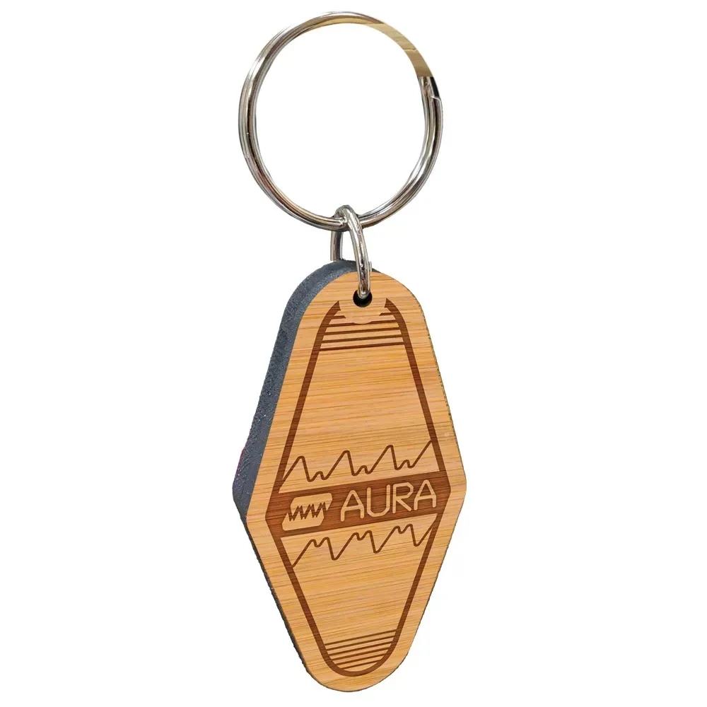 Vintage Etched Bamboo Motel Keychain Hotel Key Tag 5
