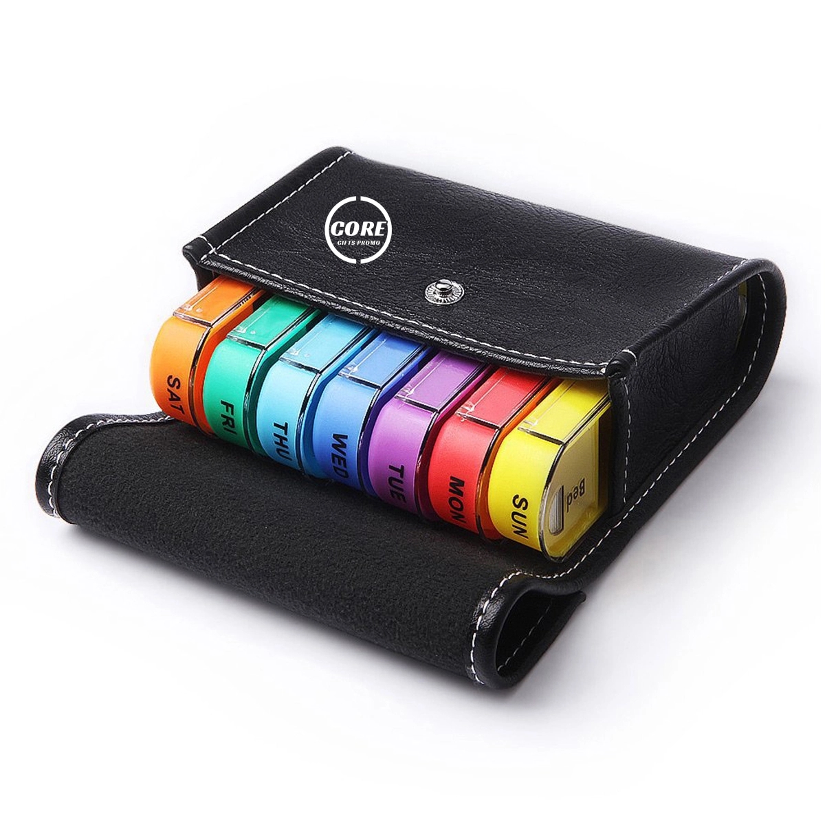 Travel Pill Organizer Box 7 Day with Leather Carrying Case 2