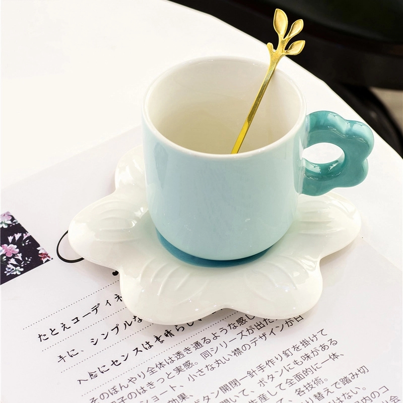 Custom 8 oz Ceramic Coffee Mug Saucer Set 8