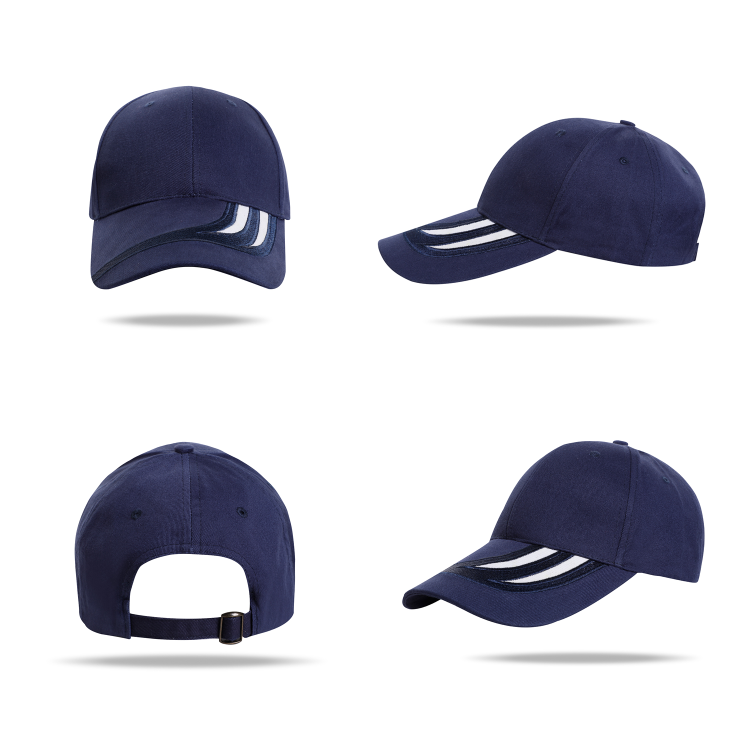 Stock 2-Tone Designed Cotton 6 Panel Cap w/Single Buckle Back Fastener 3