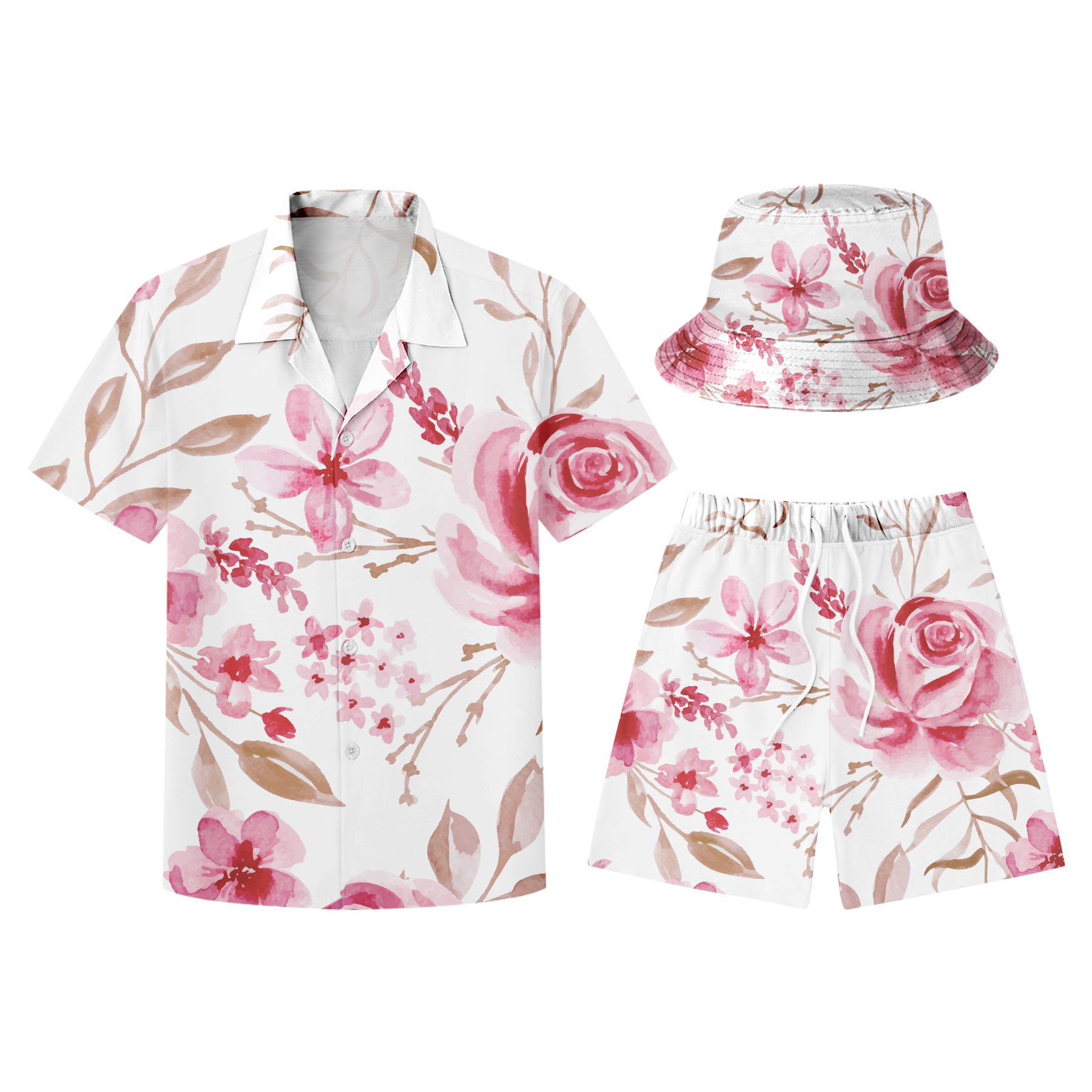 Hawaiian Shirts, Shorts And Bucket Hats Sets 6