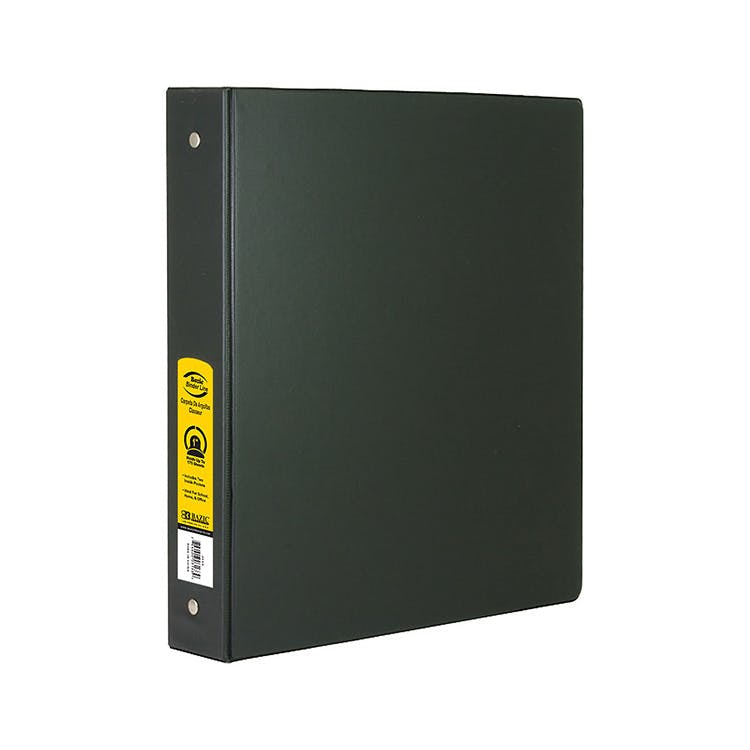 1" 3-Ring Binders - Black 2 Pockets 1