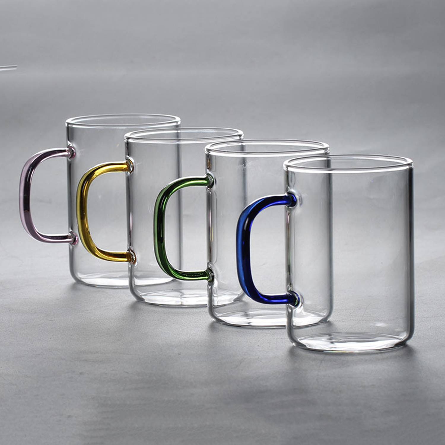 12oz Colorful Handle Heatproof Glass Mug 9