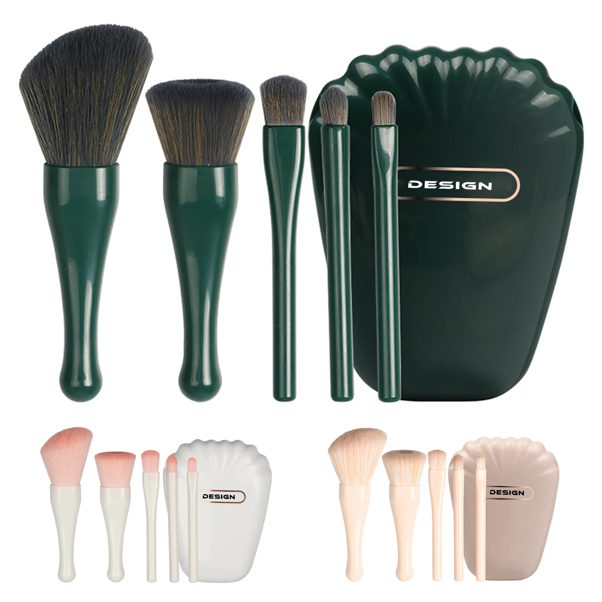 Portable Travel Makeup Brush Set With Mirror Case Kit Cute 2