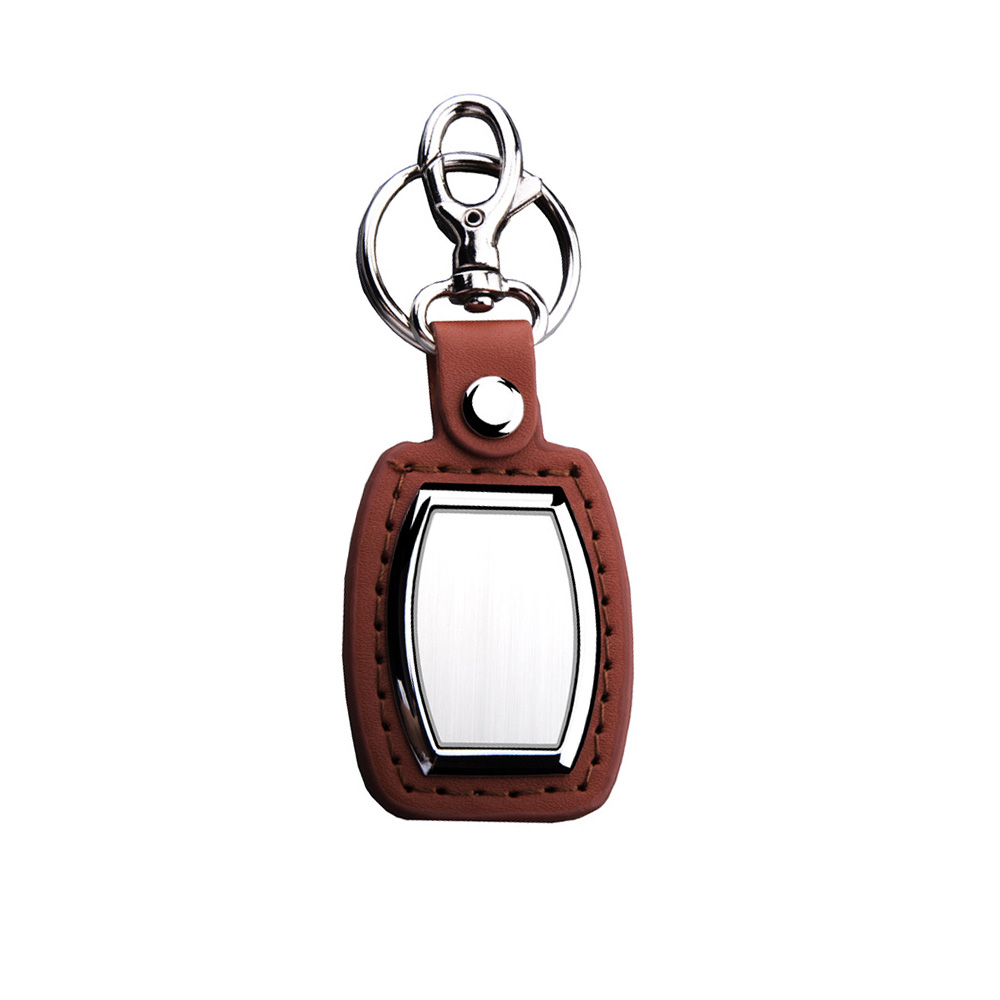 Leather And Brushed Plate Keyring Gift Keychain 6