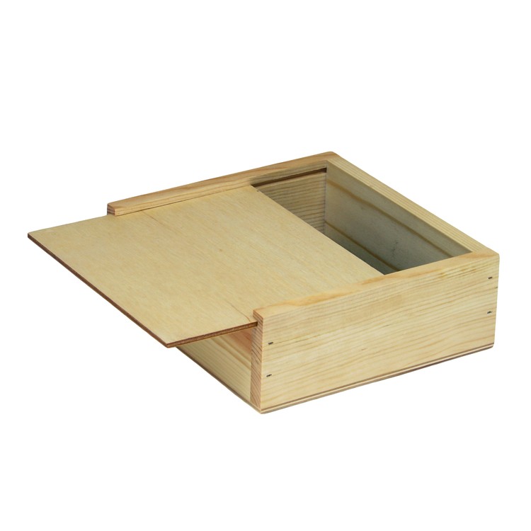 Sliding Lid Pine Box, 5.8 x 5.3 x 2.0" 2