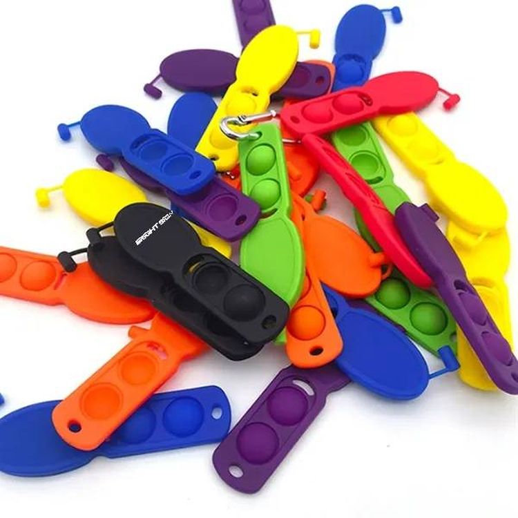 Fidget Push Pop Pen with Carabiner Clip  Silicone Stress Reliever 2