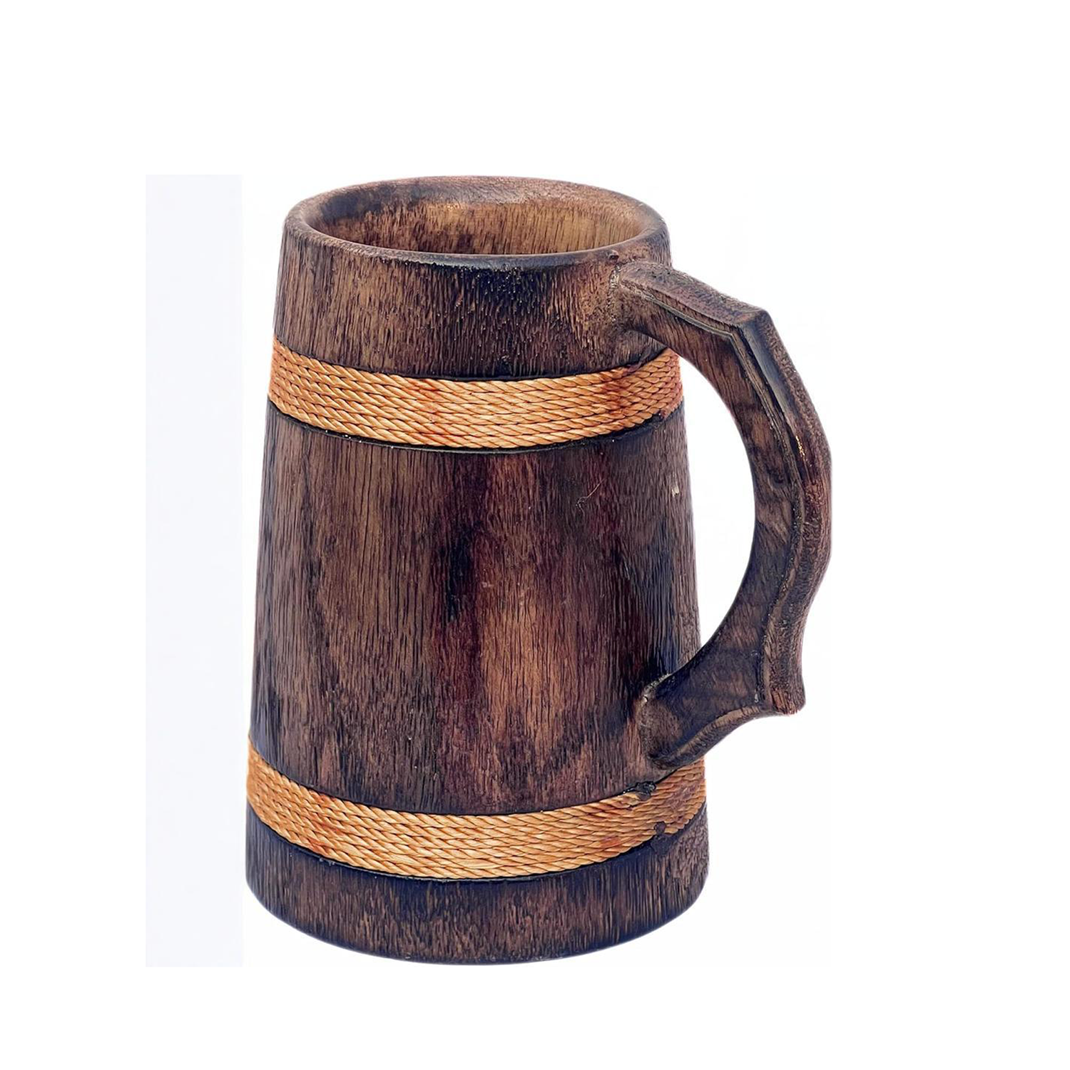 17oz Handmade Wooden Beer Mug w/Handle 3