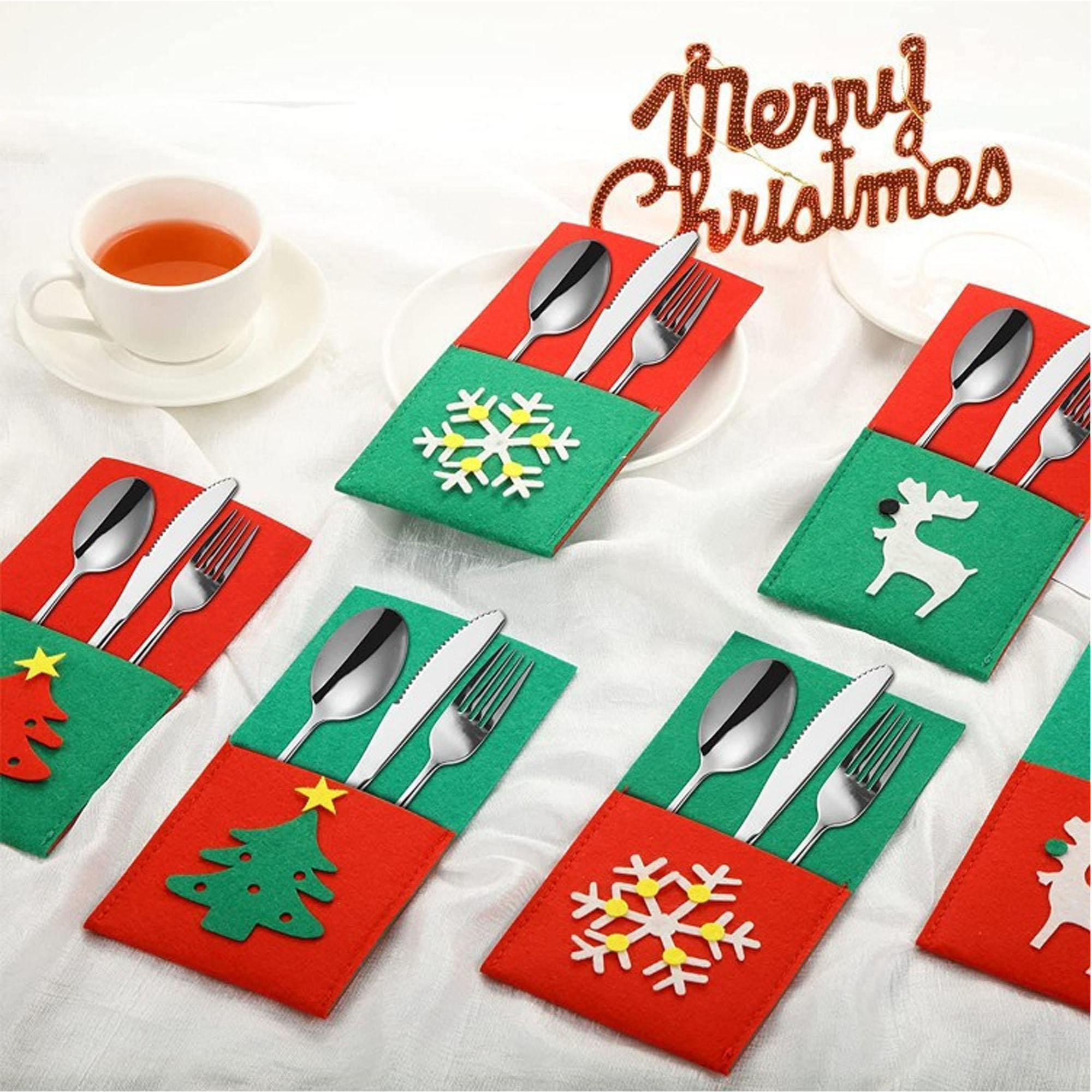Festive Felt Utensil Pouch for Christmas Dinner Decor 2