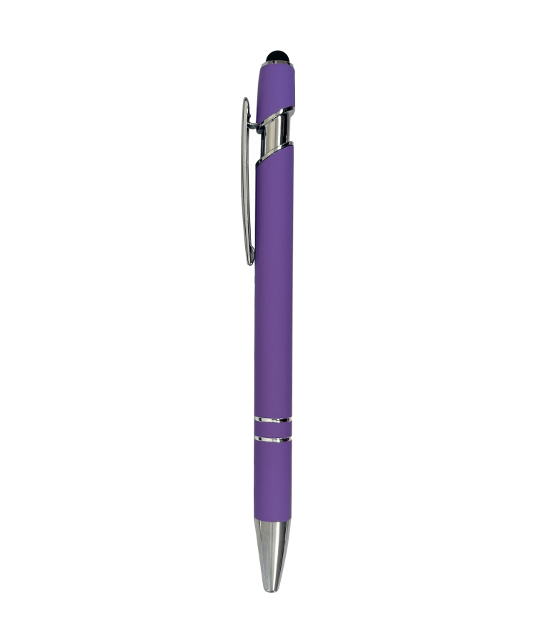 Union Printed - Soft Rubber Finish Click Metal Ballpoint Stylus Pen 2