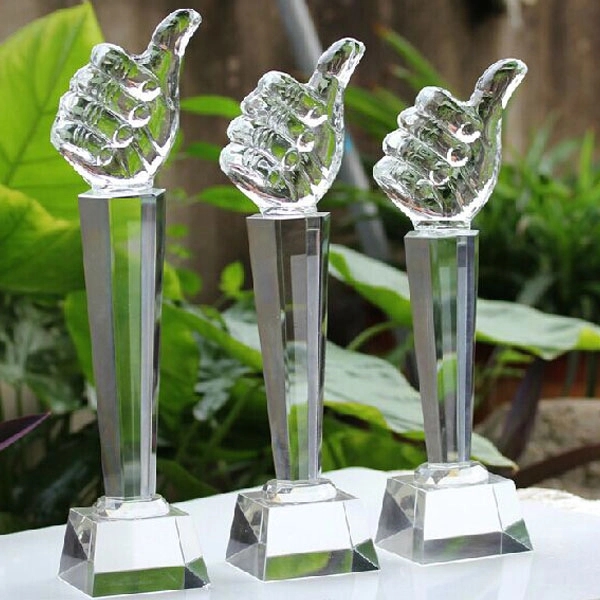 Crystal Thumbs Up Trophy 9