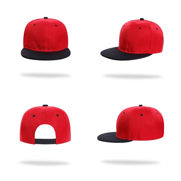 Stock 2-Tone Polyester 6 Panel Cap, Flat Visor, Snapback 13