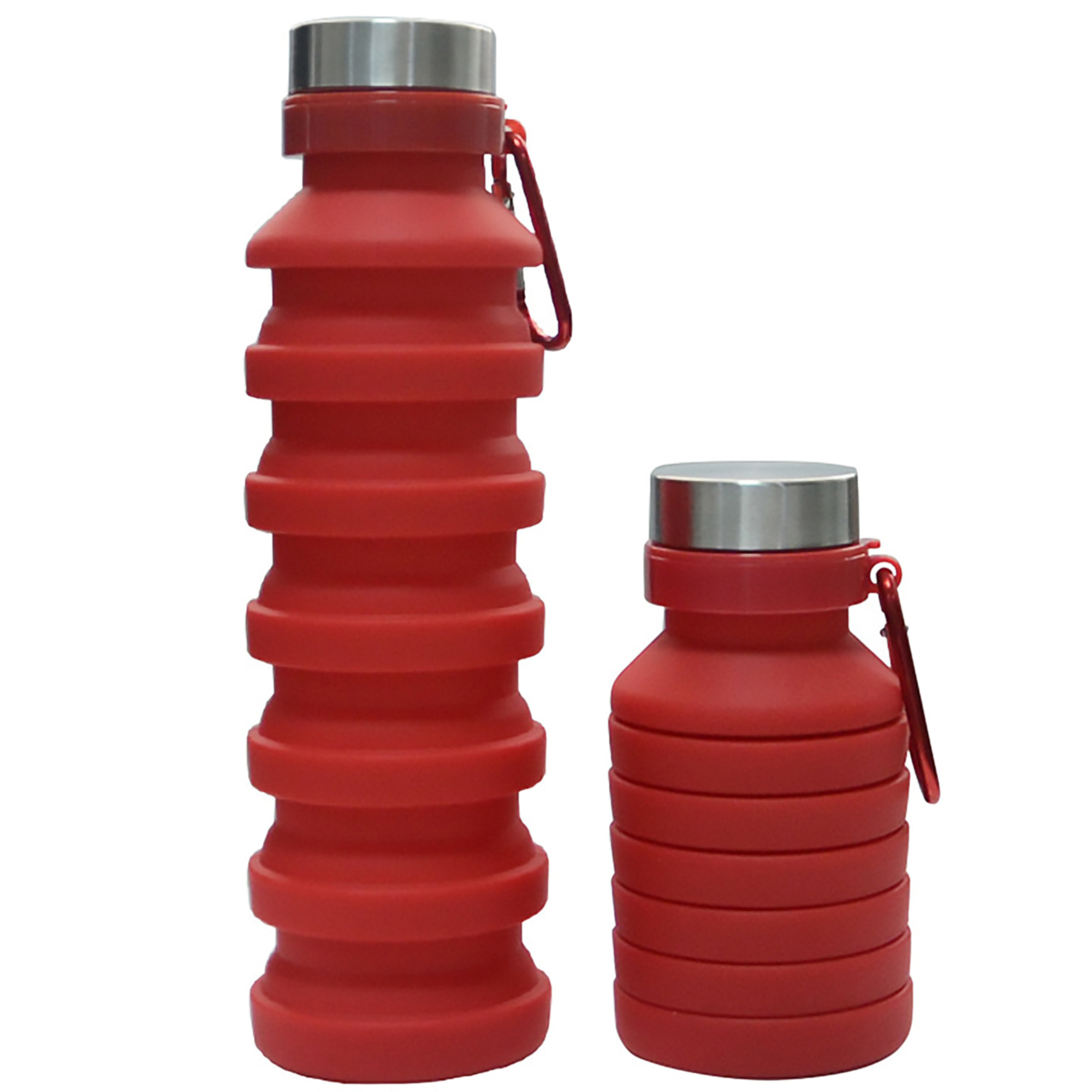 18 Oz. Collapsible Silicone Water Bottle w/Carabiner Clip 4