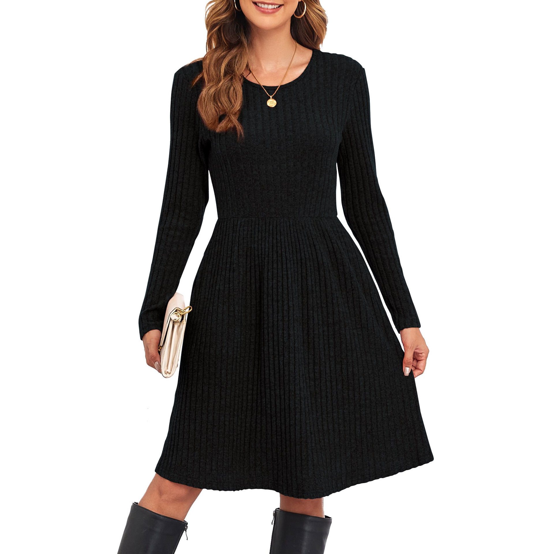 Women Long Sleeve Fall Dresses with Pockets 9