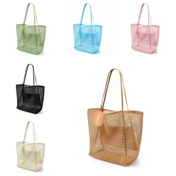 Mesh Beach Tote Bag, custom tote bag with logo imprint 5