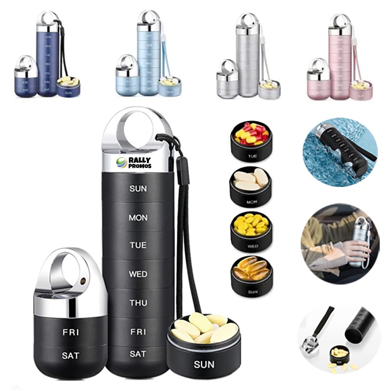 Portable Waterproof Weekly Metal Travel Pill Organizer 4