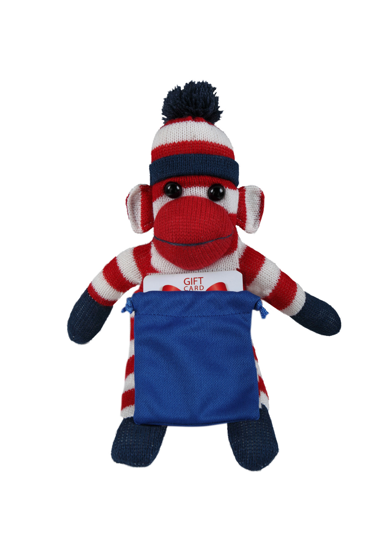soft plush Patriotic Sock Monkey with gift card sack 3