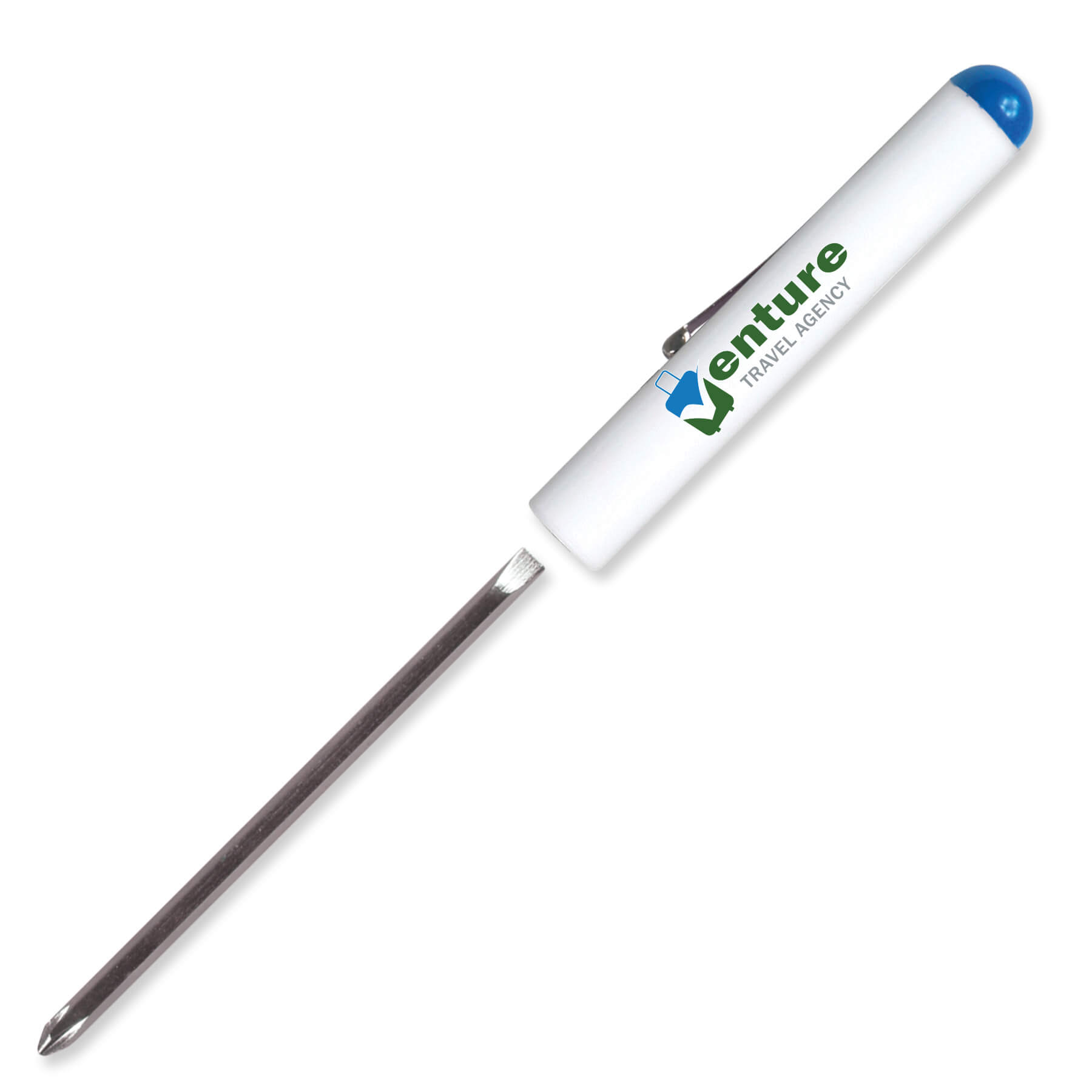 Pocket Screwdriver - Rev 1/8" Flat Tip #0 Phillips Blade w/Button Top 5