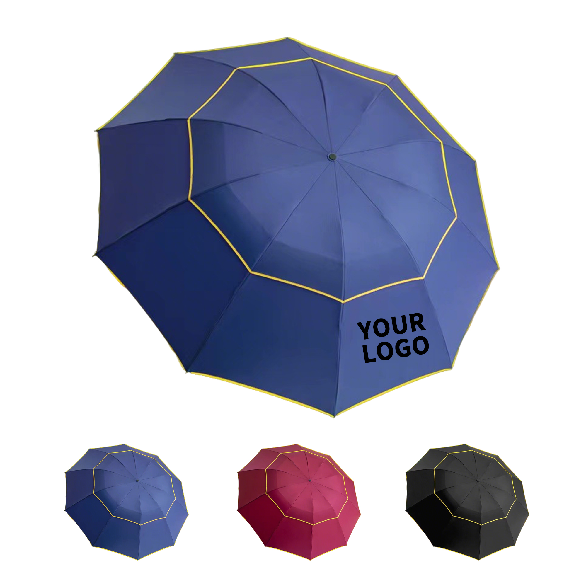 Vented Wind Resistant Folding Umbrella 50" Arc Length 1