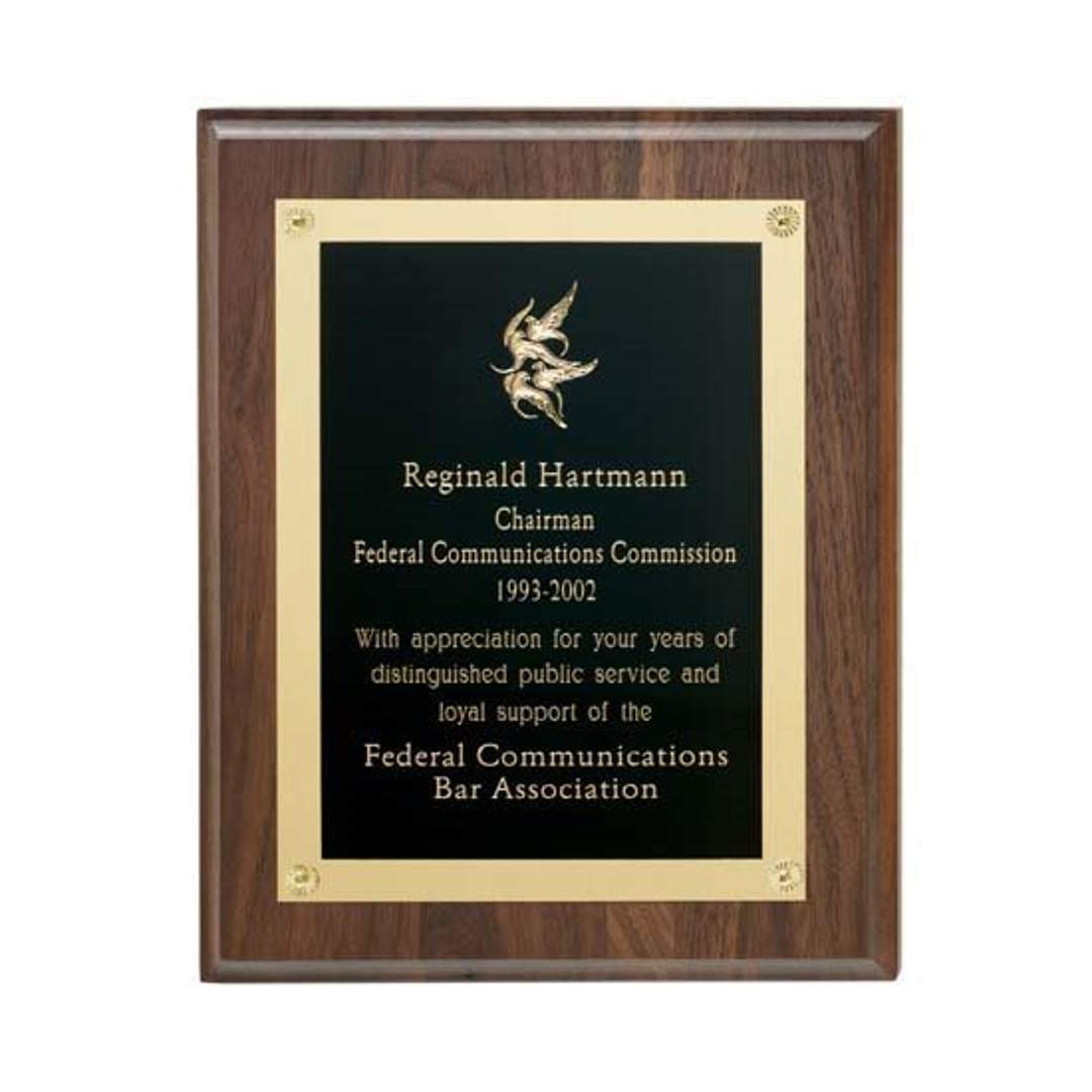 Walnut Plaque w/Gold Edge Plate 2
