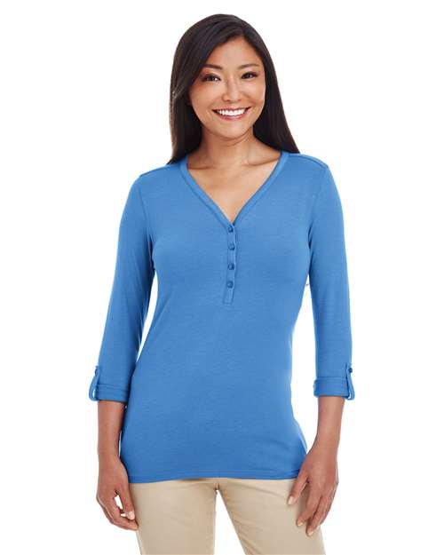 Women's Perfect Fit™ Y-Placket Convertible Sleeve Knit Top - DP186W 5