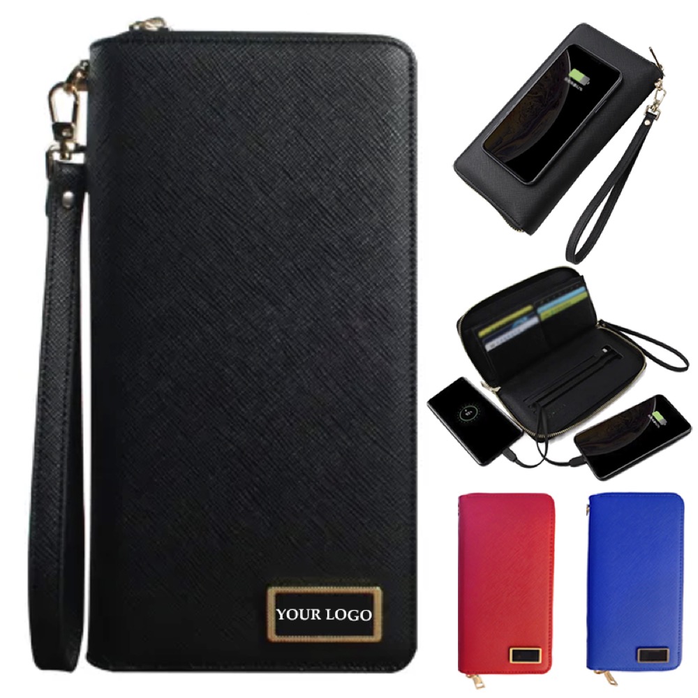Leather Mens Wallet with Wireless Charger Power Bank 2