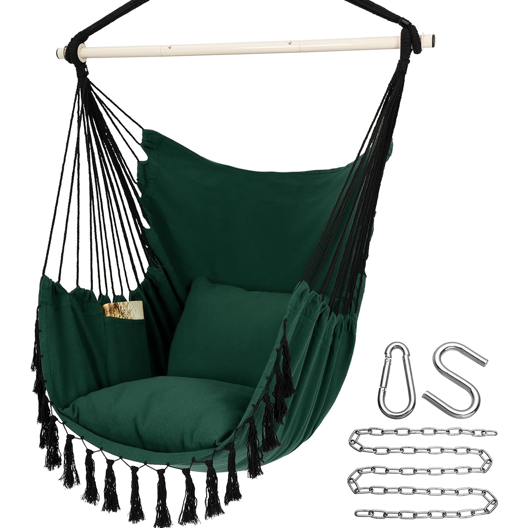 Cotton Woven Hammock Swing with Two Pillows 6