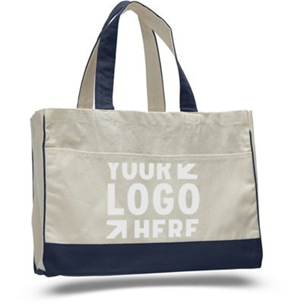 Urban Two-Tone Canvas Tote Bag w/ Interior Zipper Pocket 4