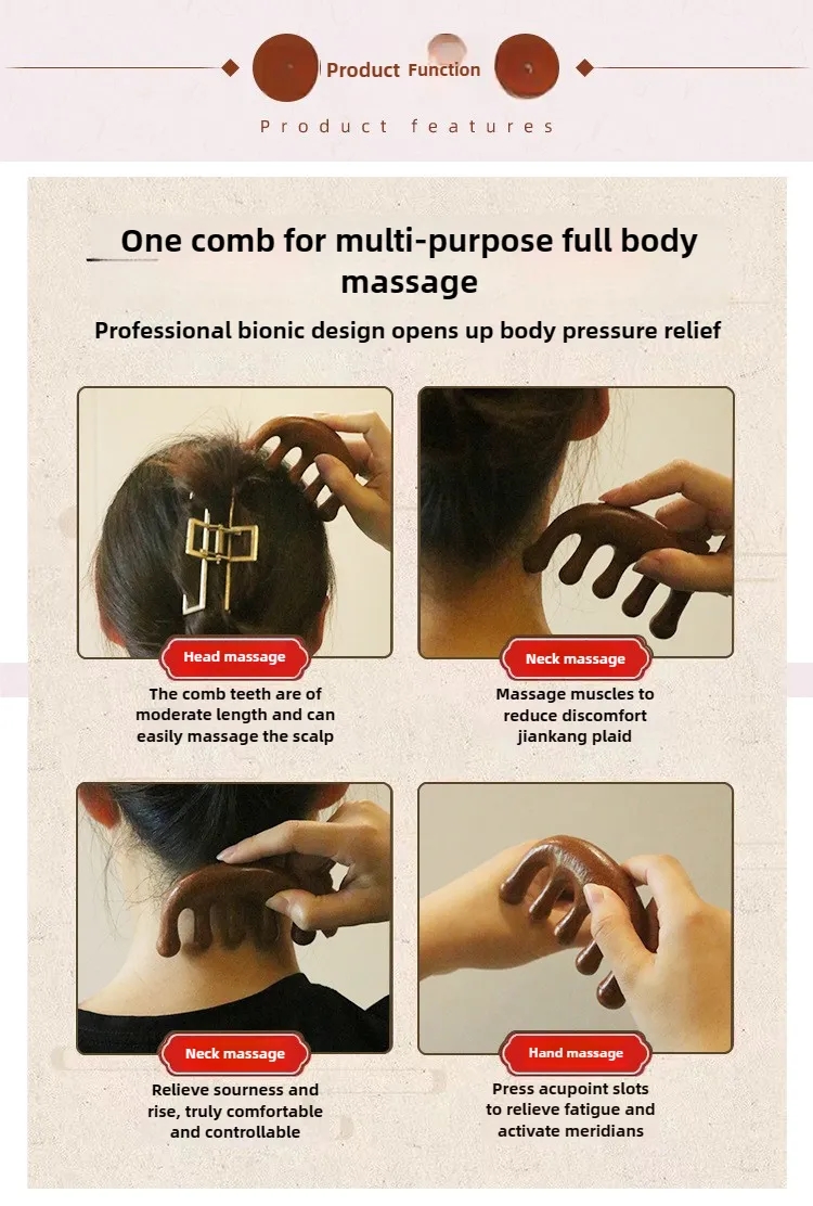 Luxury Sandalwood Comb for Corporate Gifts Hotel Amenities Private Label 4