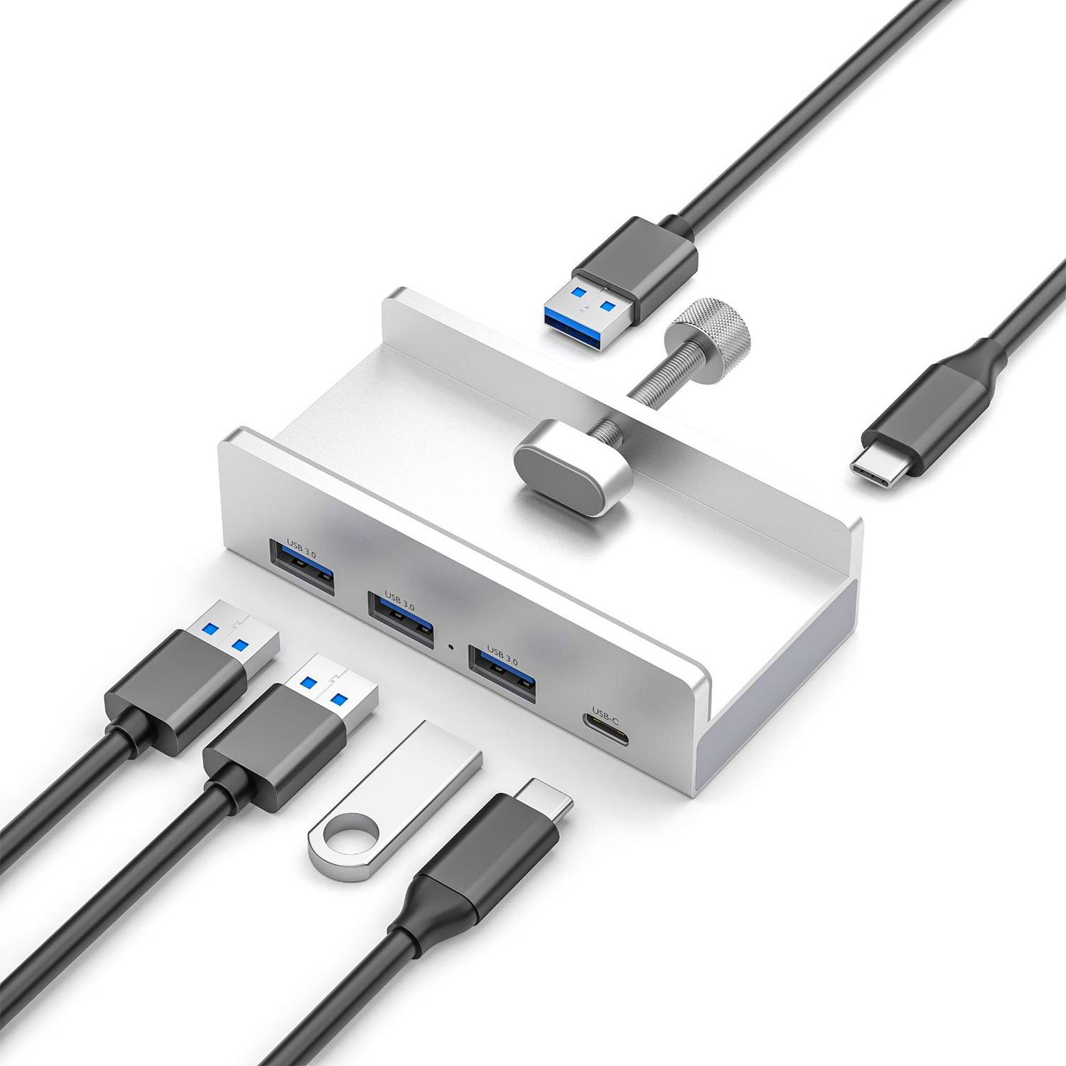 Aluminum Type C 4 Port USB 3.0 HUB 2