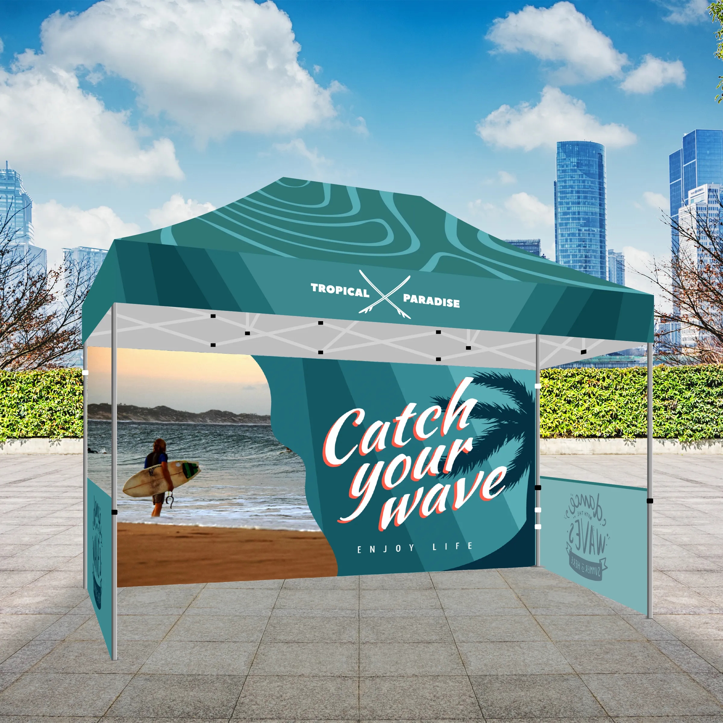 10' X 15' Tent w/ Full Color Canopy, Back Wall & Side 3