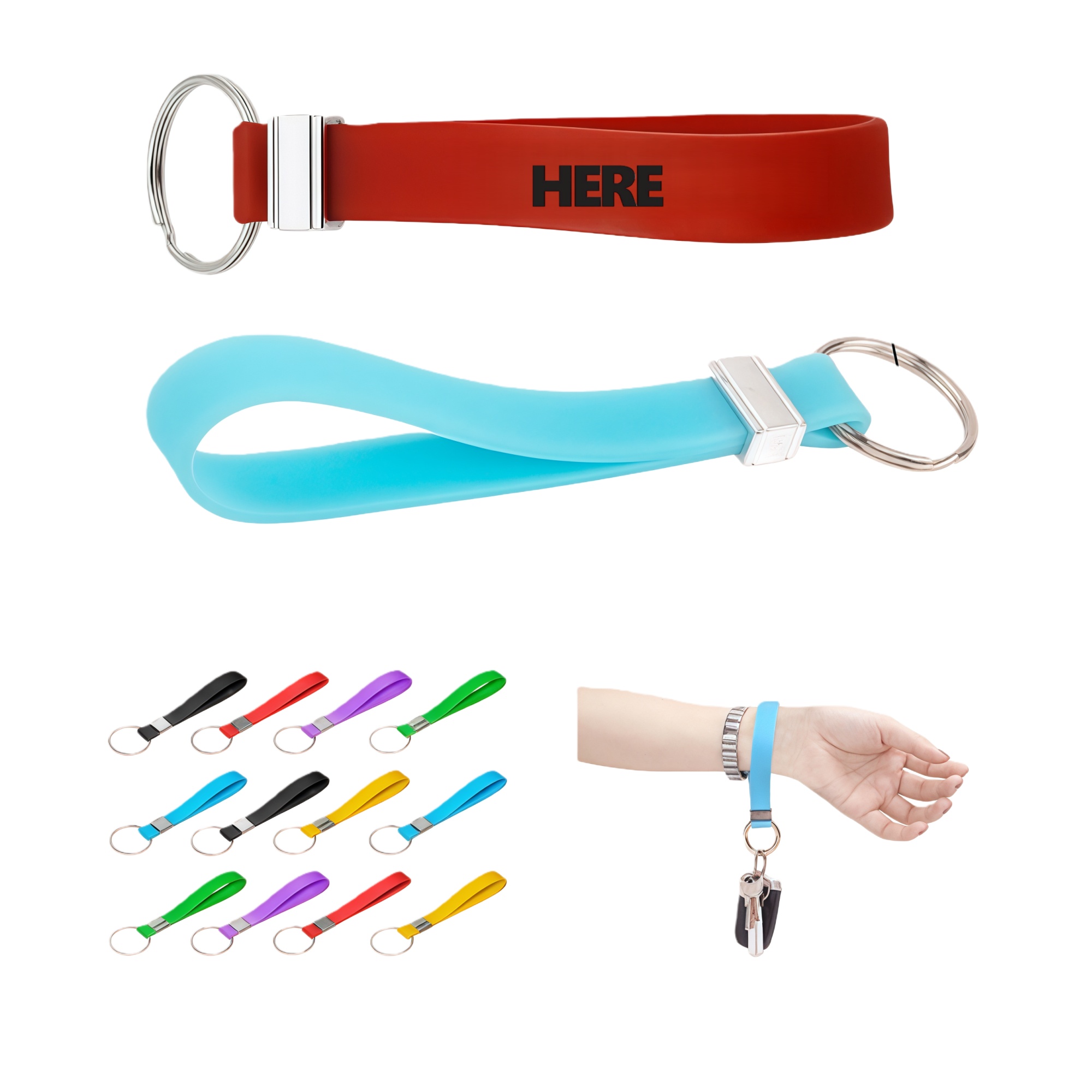 Silicone Debossed Wristband Keychain 1