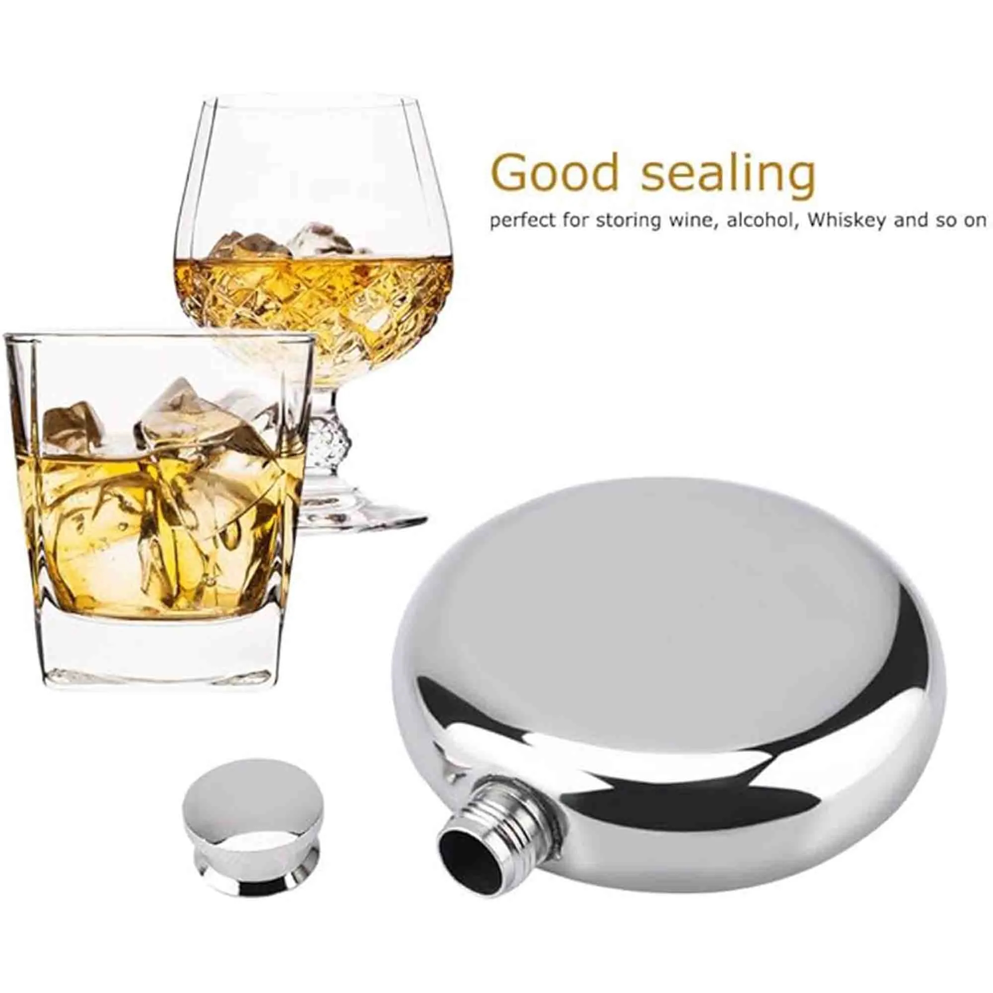 5 Oz Stainless Steel Round Metal Carry-On Flask 2